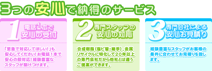 3つの安心で納得のサービス